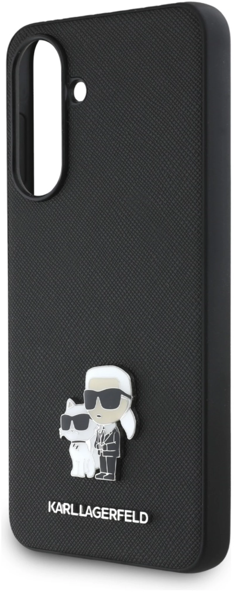 Karl Lagerfeld Saffiano Case w/ K&C Metal Logo for Samsung Galaxy A56 - Black