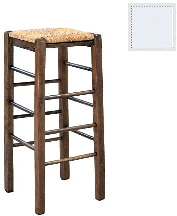 ΤΑΒΕΡΝΑΣ Σκαμπό BAR, Οξιά Βαφή Εμποτισμός Λάκα Άσπρο, Κάθισμα Ψάθα