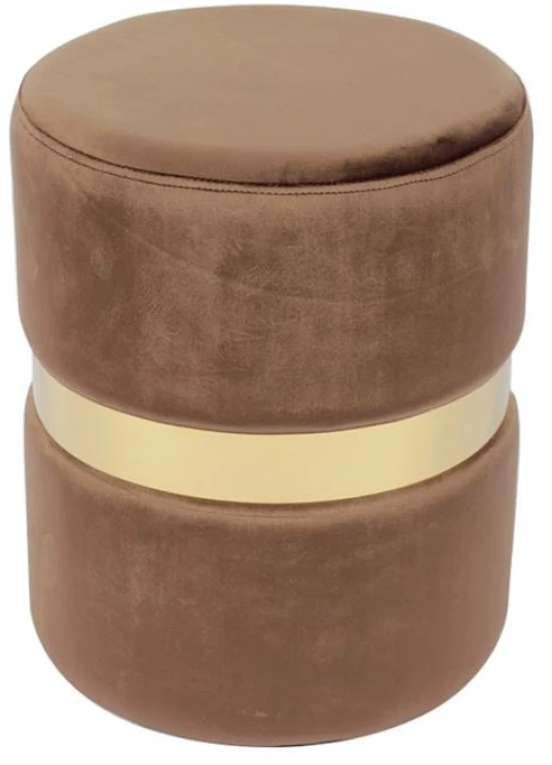 TOMMY Σκαμπό Βοηθητικό, Χρώμιο Χρυσό, Ύφασμα Velure Απόχρωση Καφέ