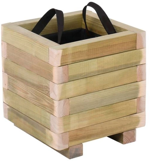 FLOWER POT WOOD Γλάστρα, Εμποτισμού Pine, Απόχρωση Φυσικό, 30x30x32cm