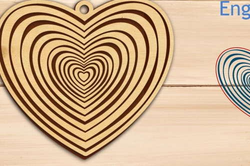 Intra απο ξύλο plywood 3mm-4mm πάχος - Μπρελόκ Καρδιάς με χαραγμένο  Laser Cut Δίασταση 4x4 cm INTRAFABR-100002753