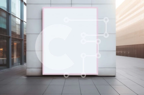 Intra Συλλεκτικό Ξύλινο Παζλ Plywood  4mm - Κενός λευκός πίνακας διαφημίσεων σε ένα σύγχρονο κτίριο στην πόλη Σε Ξύλινο Κουτί - Διαστάσεις Puzzle: 10x10 cm – 25 κομμάτια