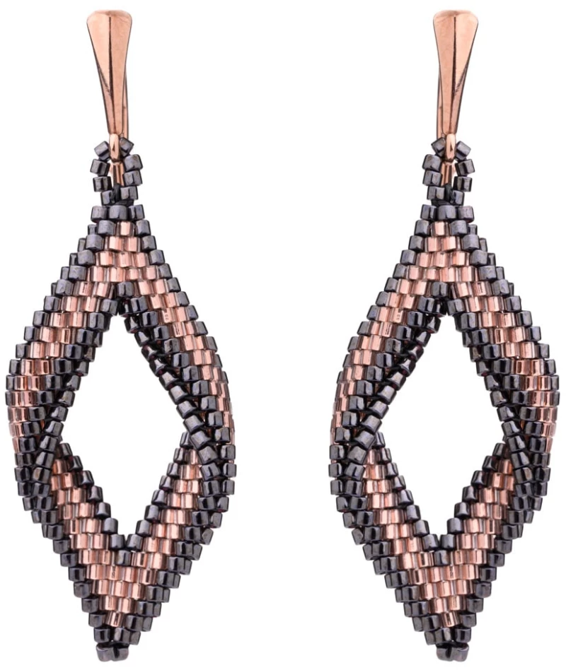 Miyuki Peyote Earrings - Gunmetal and Rose Copper