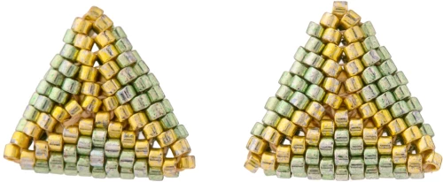 Triangle Miyuki Stud Earrings - Green/Gold - 925 sterling silver rhodium or 24k gold plated (recommended)