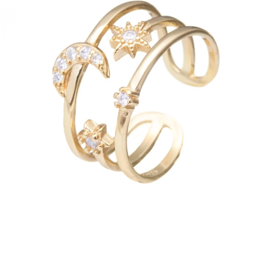 Moon and Stars Cubic Zirconia Opening Ring