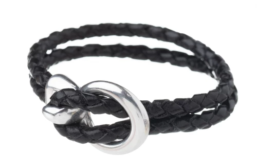 Double Black Braid Leather Bracelet