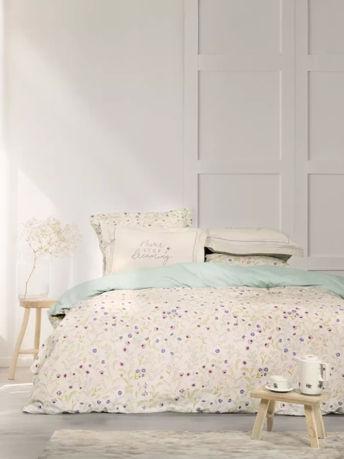 Σετ Παπλωματοθήκη Dream Garden Μπεζ, Πράσινο Γίγας (1 x 240x260 + 2 Μαξιλαροθήκες Oxford 4 πλευρών 52x72+5)