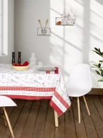 Αλέκιαστο Τραπεζομάντηλο Supper Γκρι, Κόκκινο Τραπεζομάντηλο 140x240