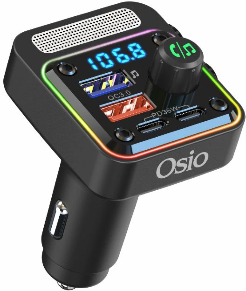 Osio FM TRANSMITTER ΑΝΑΠΤΗΡΑ 12V ΜΕ BLUETOOTH OFT-4260BT ΦΟΡΤΙΣΤΗ USB TYPE-A + USB TYPE-C OSIO OFT-4260BT/OSIO