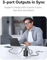 USAMS φορτιστής τοίχου CC296 με καλώδιο, USB & USB-C, 30W, μαύρος
