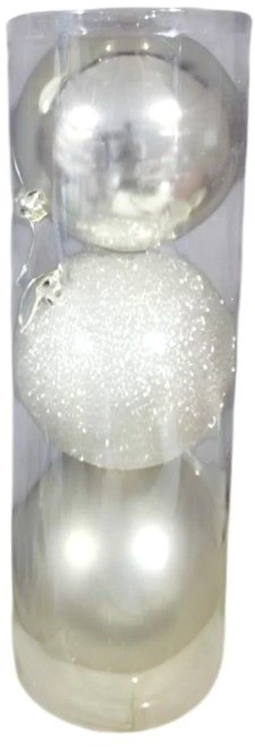 Σετ Χριστουγεννιάτικες μπάλες - 15cm - 3pcs - 326130 - White