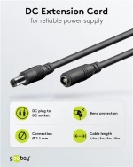 GOOBAY καλώδιο προέκτασης τροφοδοσίας 76671, 5.5x2.1mm, 5m, μαύρο