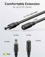 GOOBAY καλώδιο προέκτασης τροφοδοσίας 76671, 5.5x2.1mm, 5m, μαύρο