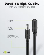 GOOBAY καλώδιο προέκτασης τροφοδοσίας 76671, 5.5x2.1mm, 5m, μαύρο