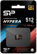 SILICON POWER κάρτα μνήμης microSDXC Express Hypera, 512GB, PCIe Gen 3x1, C10 UHS-I U3 A1 V30