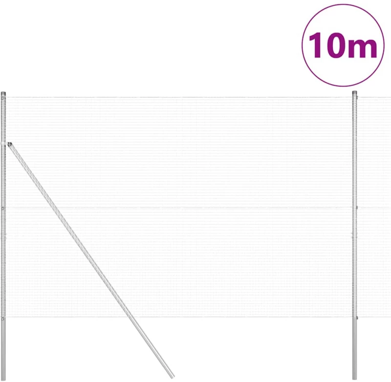vidaXL Φράχτης με Στήλες. Ασημί 1.5 x 10 m Ατσάλι
