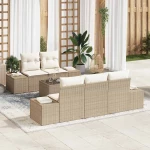 vidaXL Σετ Καναπέ Κήπου 6 pcs Μπεζ και Κρέμα συνθετικό ρατάν