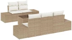 vidaXL Σετ Καναπέ Κήπου 6 pcs Μπεζ και Κρέμα συνθετικό ρατάν