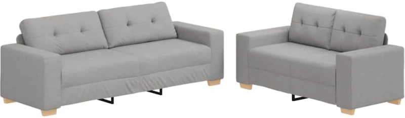 vidaXL Καναπές 2 pcs Γκρι Ύφασμα μείγματος λινών