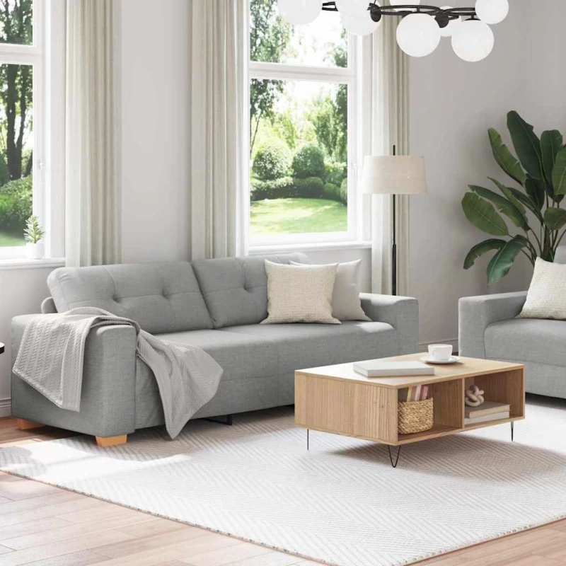 vidaXL Καναπές 2 pcs Γκρι Ύφασμα μείγματος λινών
