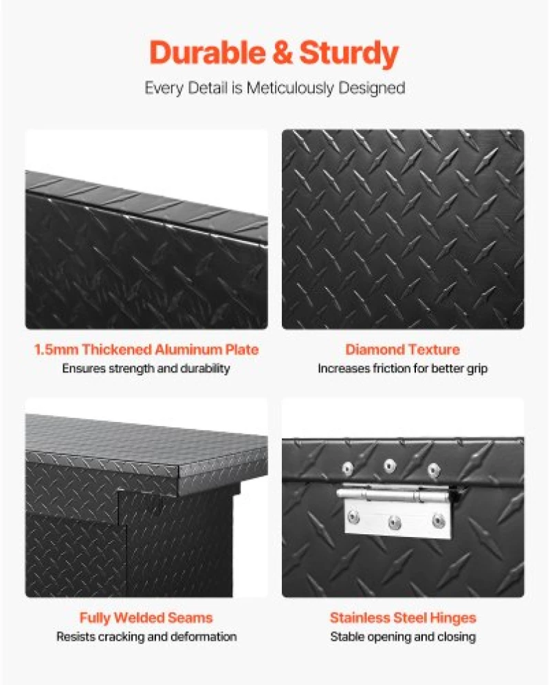 VEVOR Crossover Tool Box 69x12x14 In Heavy Duty Aluminum Toolbox for Truck Bed