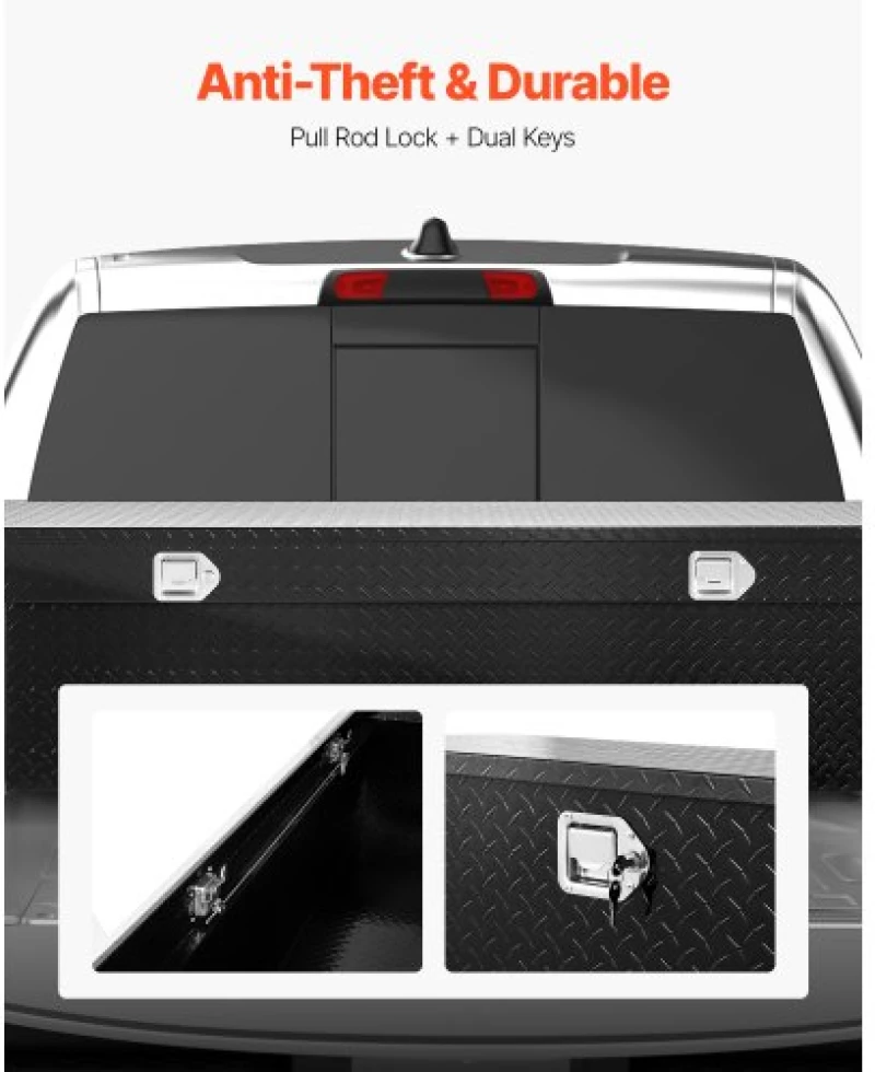 VEVOR Crossover Tool Box 69x12x14 In Heavy Duty Aluminum Toolbox for Truck Bed
