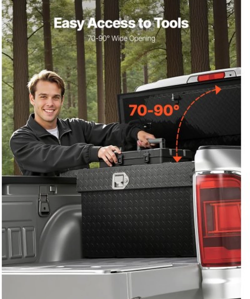 VEVOR Crossover Tool Box 69x12x14 In Heavy Duty Aluminum Toolbox for Truck Bed