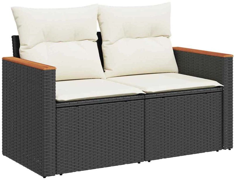 vidaXL Σετ Καναπέ Κήπου με μαξιλάρι 11 pcs Μαύρο Πολυ ράταν