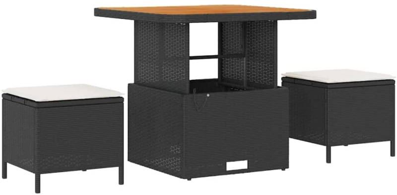 vidaXL Σετ Καναπέ Κήπου με μαξιλάρι 11 pcs Μαύρο Πολυ ράταν