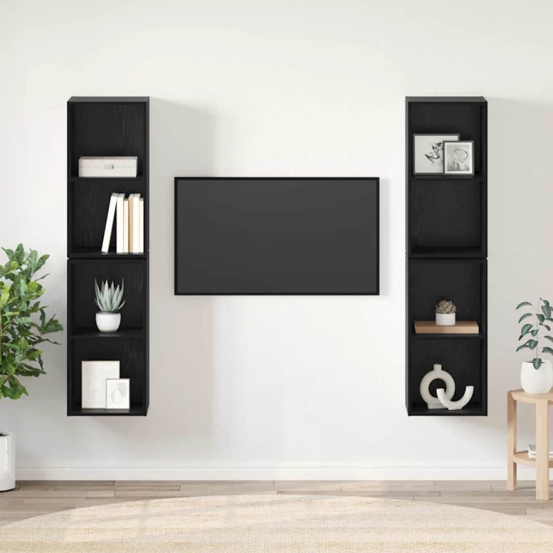 vidaXL Σετ επίπλου τηλεόρασης 4 pcs Μαύρη Οξυά 37 x 37 x 72 εκ