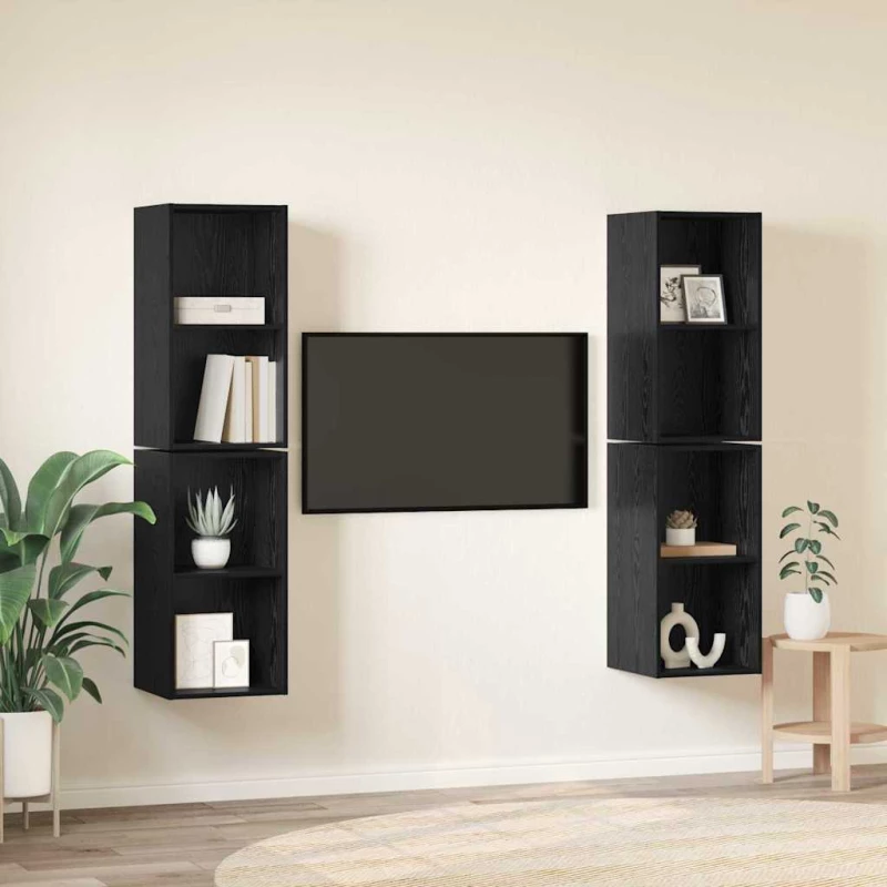 vidaXL Σετ επίπλου τηλεόρασης 4 pcs Μαύρη Οξυά 37 x 37 x 72 εκ