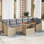 vidaXL Σετ Καναπέ Κήπου με μαξιλάρι 8 pcs Μπέζ και Ανοιχτό Γκρι