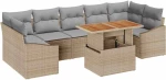 vidaXL Σετ Καναπέ Κήπου με μαξιλάρι 8 pcs Μπέζ και Ανοιχτό Γκρι