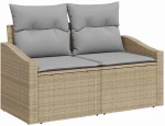 vidaXL Σετ Καναπέ Κήπου με μαξιλάρι 8 pcs Μπέζ και Ανοιχτό Γκρι