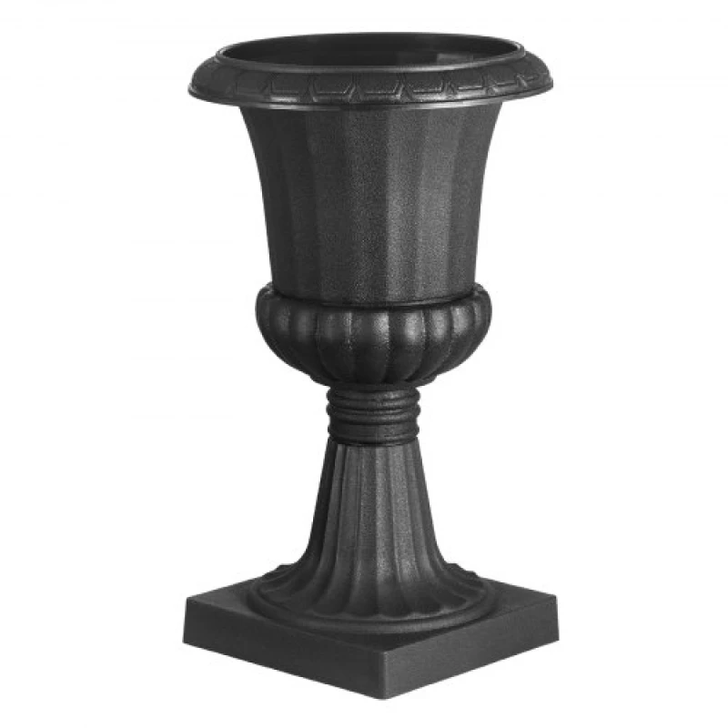 VEVOR Plastic Urn Planters 25 x 42 cm Black Floral Pedestal Flower Pots