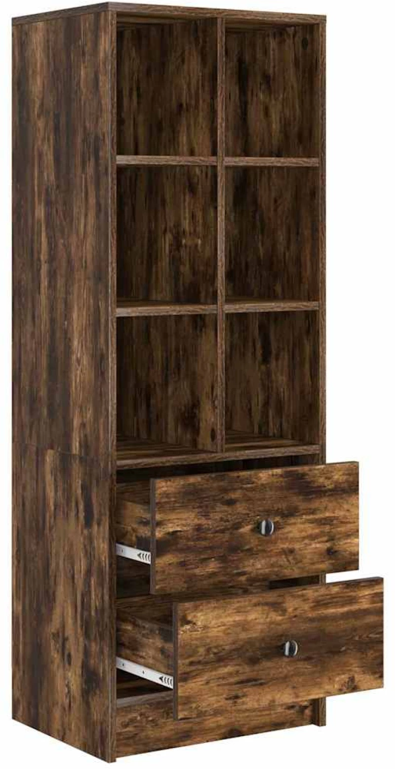 vidaXL Highboard Καπνιστή δρυς 45.5 x 34 x 127 εκ Επεξεργασμένο ξύλο