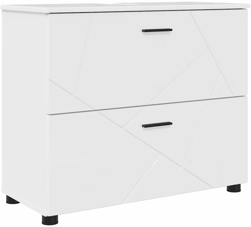 vidaXL Σετ Επίπλων Μπάνιου με συρτάρι 5 pcs Υψηλής γυαλάδας λευκό