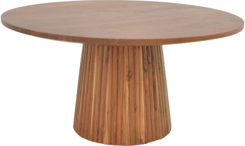 Τραπέζι σαλονιού Canicule ΙI pakoworld μασίφ ξύλο ακακίας σε καρυδί απόχρωση Φ80x40εκ