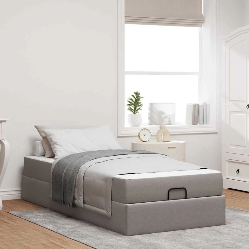 vidaXL Σκελετός Κρεβατιού με στρώμα Taupe 100 x 200 cm ύφασμα