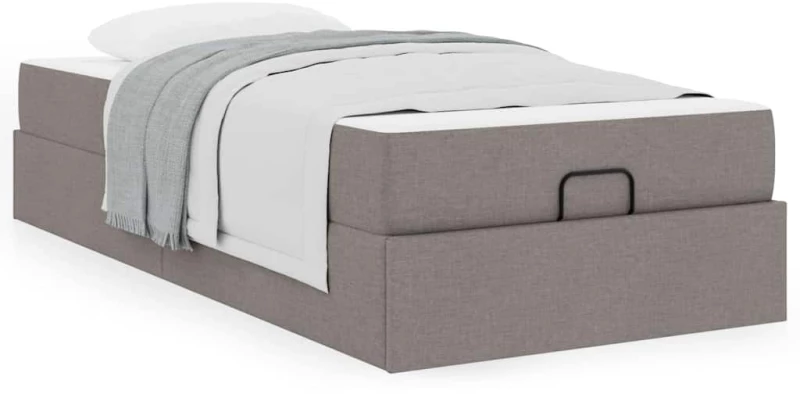 vidaXL Σκελετός Κρεβατιού με στρώμα Taupe 100 x 200 cm ύφασμα