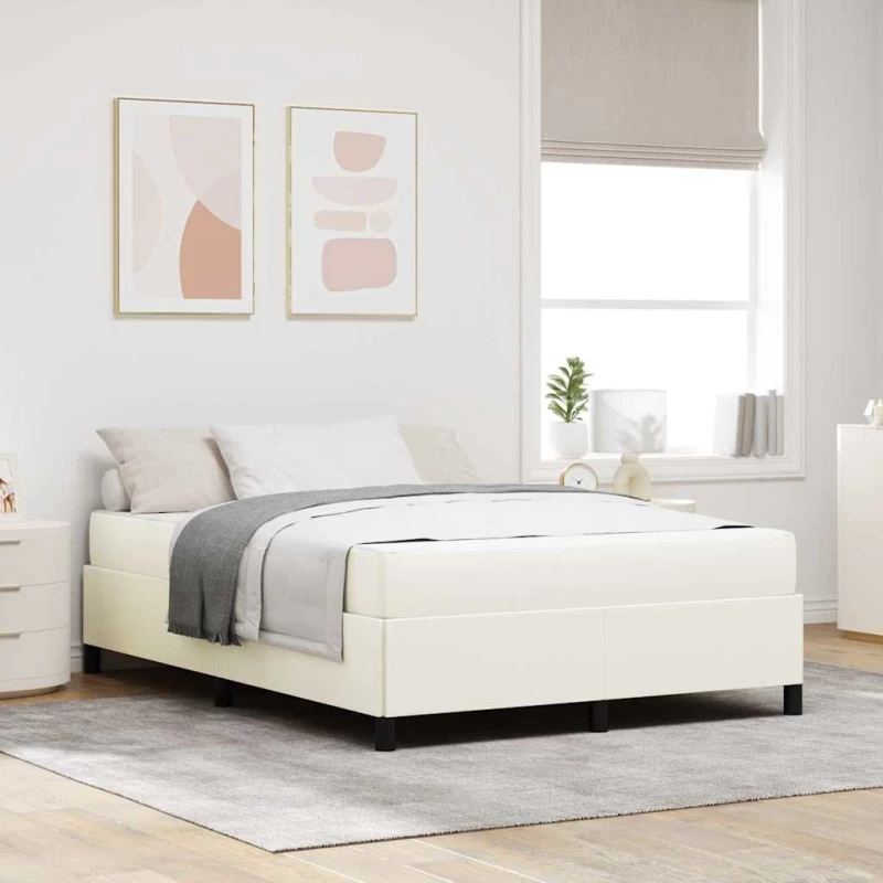 vidaXL Σκελετός Κρεβατιού Κρεμ 140 x 200 cm Βελούδο