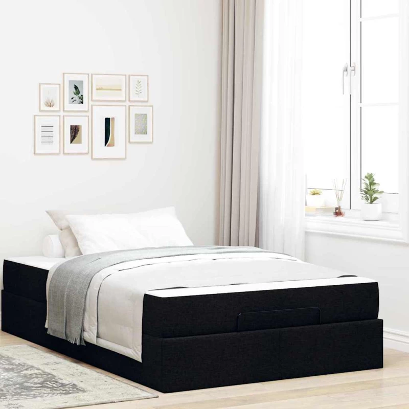 vidaXL Σκελετός Κρεβατιού με στρώμα Μαύρο 120 x 190 cm ύφασμα