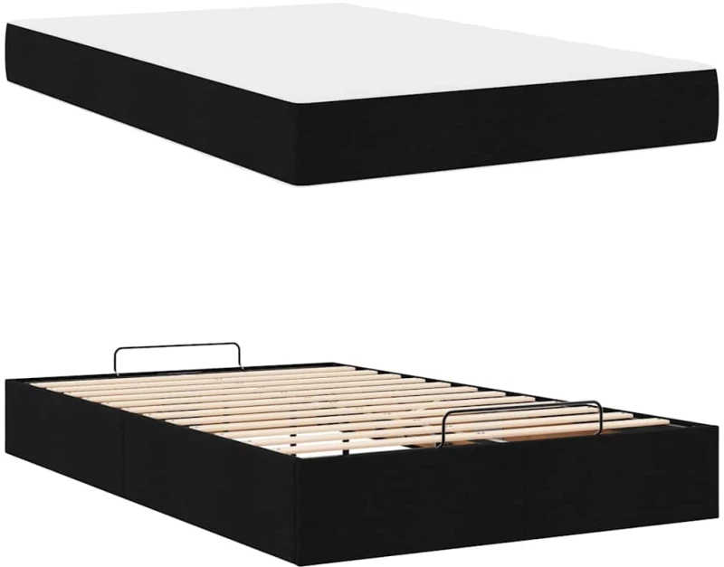 vidaXL Σκελετός Κρεβατιού με στρώμα Μαύρο 120 x 190 cm ύφασμα