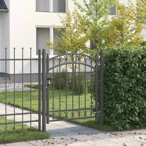 vidaXL Πύλη Φράχτη Γκρι 125 x 100 εκ Ατσάλι με Επικάλυψη Πούδρας