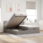 vidaXL Οθωμανικό κρεβάτι με στρώματα Taupe 160x200cm ύφασμα