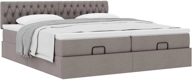 vidaXL Οθωμανικό κρεβάτι με στρώματα Taupe 160x200cm ύφασμα