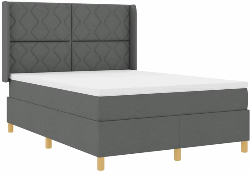 vidaXL Κρεβάτι με ελατήρια με στρώμα Γκρι 140 x 190 cm ύφασμα