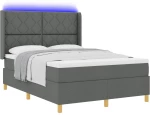 vidaXL Κρεβάτι με ελατήρια με στρώμα Γκρι 140 x 190 cm ύφασμα