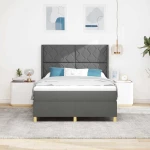 vidaXL Κρεβάτι με ελατήρια με στρώμα Γκρι 140 x 190 cm ύφασμα