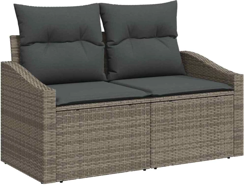 vidaXL Σετ Καναπέ Κήπου με μαξιλάρι 7 pcs Γκρι συνθετικό ρατάν
